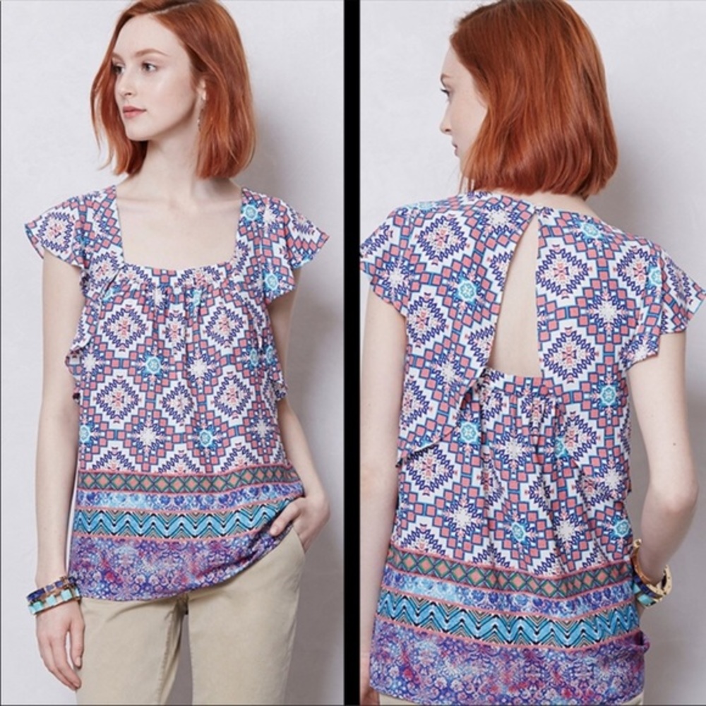 Anthropologie/‎ Meadow Rue Flutter Sleeve Top